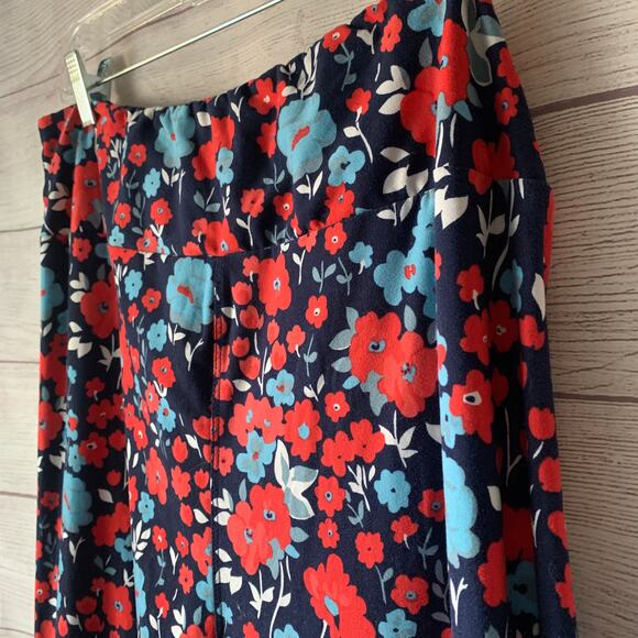 LuLaRoe Blue and Red Floral Leggings Size TC2 - Picture 12 of 16